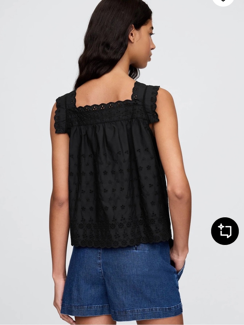 GAP x Doen Black Eyelet Square-Neck Tank - Picture 2 of 6